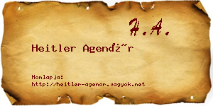 Heitler Agenór névjegykártya